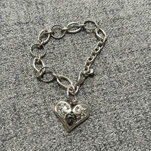 EUC Brighton link bracelet with jeweled heart charm
